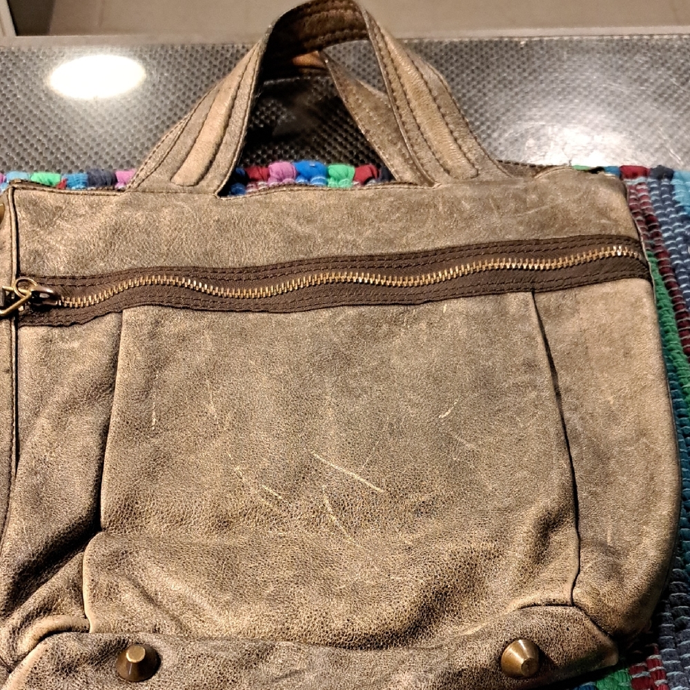 J. Crew Distressed Olive Tote Bag